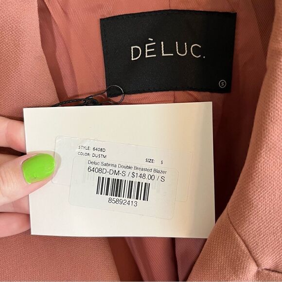 ✨ Deluc Women’s Salmon Coral Sabrina Double Breasted Blazer Small NWT - Picture 5 of 9